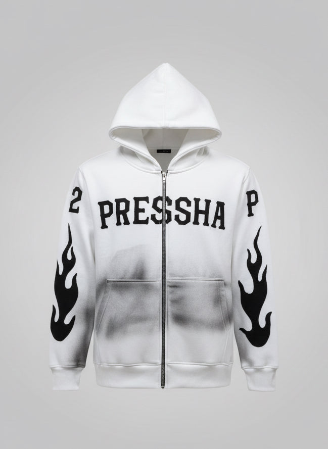 White “Pressha” Zip-Up