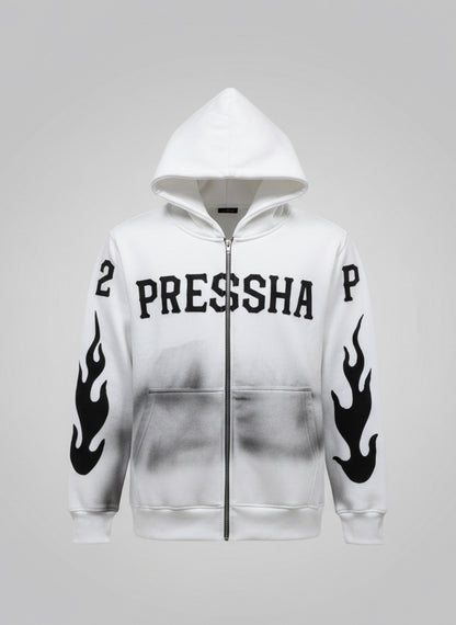 White “Pressha” Zip-Up