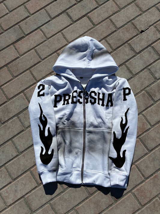 White “Pressha” Zip-Up
