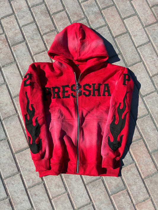 Red “Pressha” Zip-Up