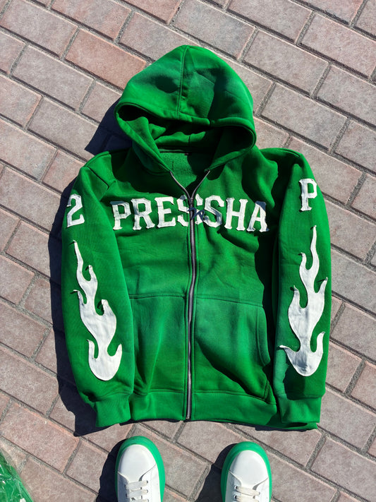 Green “Pressha” Zip-Up