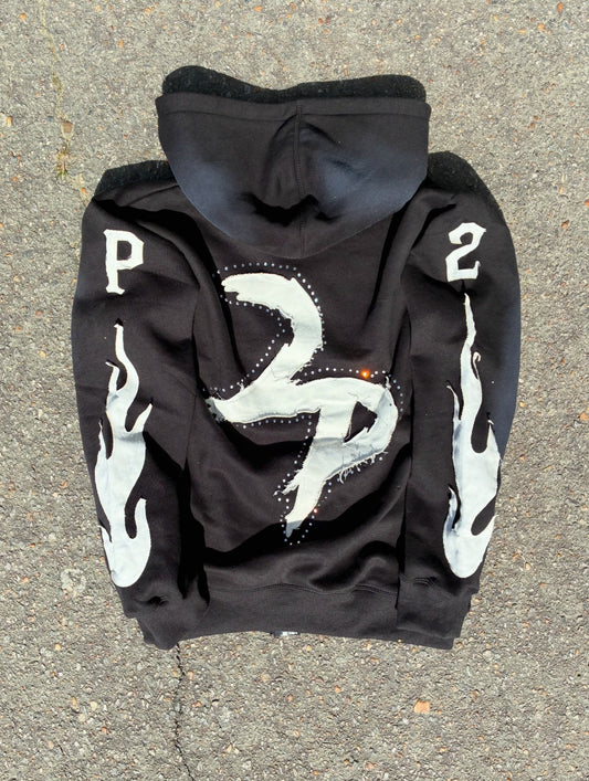 Black Rhinestone Pressha “Zip-Up”